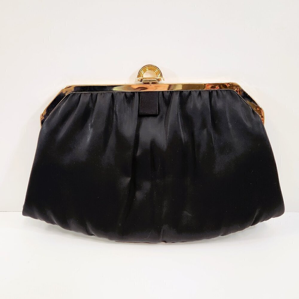 Evening Clutch Purse Black w/ Gold Hardware